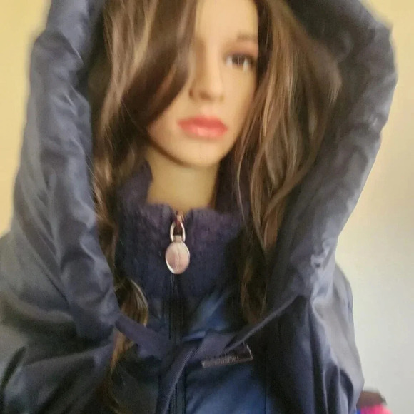 T Tahari 100% Polyester Puffer Hood Jacket Blue Zipper Long Sleeve Size Large - Picture 10 of 15